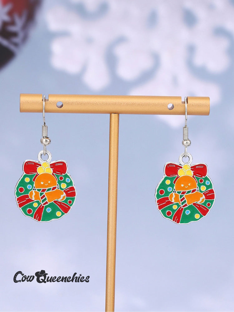 Women’s Christmas Wreath Gingerbread Man Earrings Multicolor / One