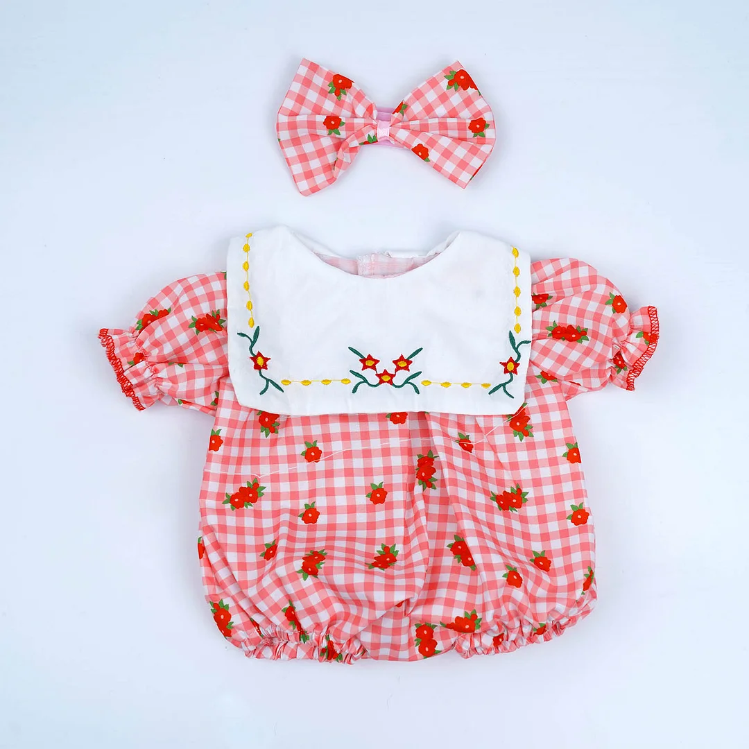 17-20 Inches Clothes Accessories Pink Plaid Floral Jumpsuit Two-Piece Set for Reborn Baby Dolls -Creativegiftss® - [product_tag] RSAJ-Creativegiftss®