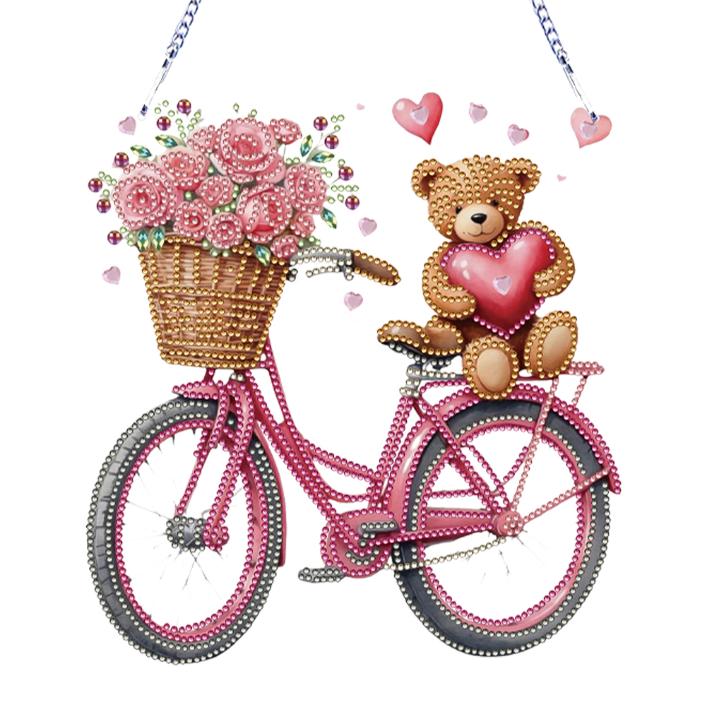 Bicycle Diamond Painting Hanging Pendants for Garden Window Decoration