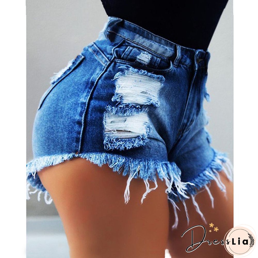New Women's High Waisted Denim Shorts with Holes and Slim Casual Classic Shorts