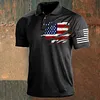 Men's T-Shirt Polo Vintage American Flag Independence Day Short Sleeve Outdoor Summer Daily Top Navy Blue Black Khaki by Inlyline