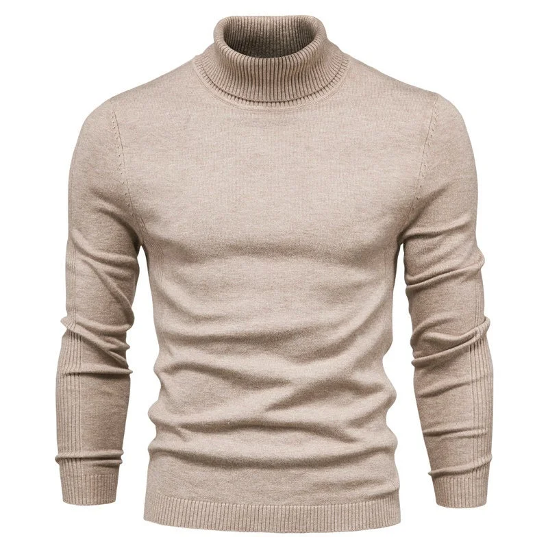 Men's Slim High Neck Pullover Basic Top Knitted Warmth