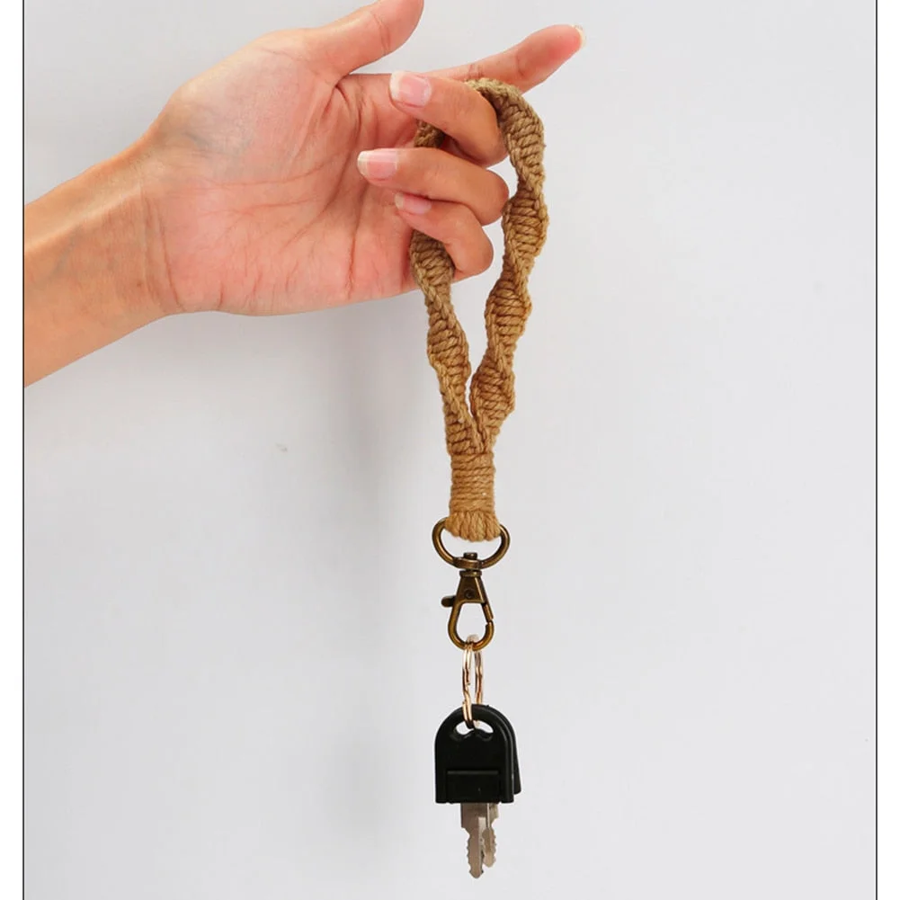Dvacaman INS Macrame Twisted Keychain For Women Boho Handmade Key Holder Keyring Macrame Bag Charm Anti-lost Jewelry Accessories