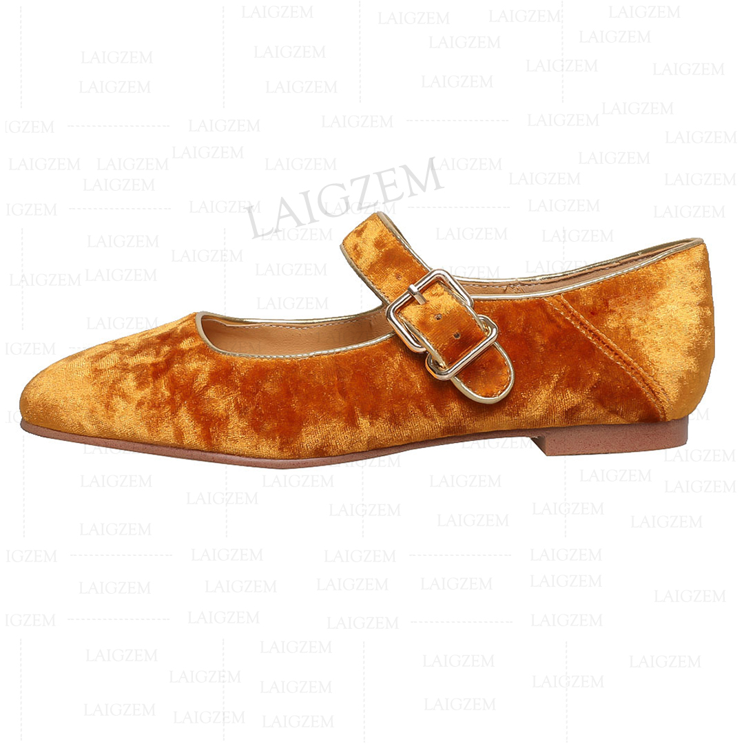 VCSHOES Women Flats Mary Janes Velvet Square Toe Flat Shoes Woman Driving Soft Students Pregnant Footwear Big Size 33 39 41 42