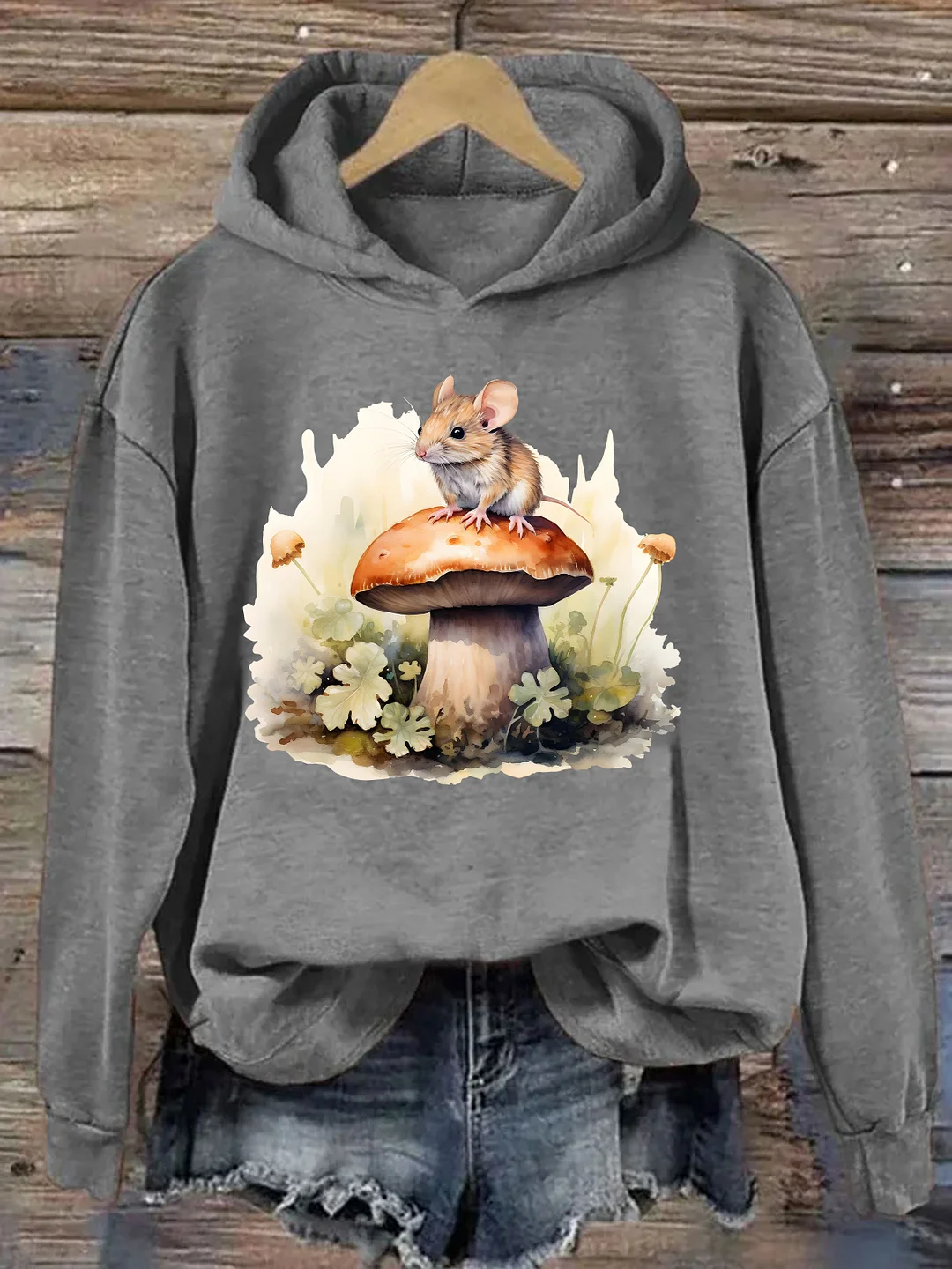 Vintage Hamster Mushroom Plant Art Hoodie