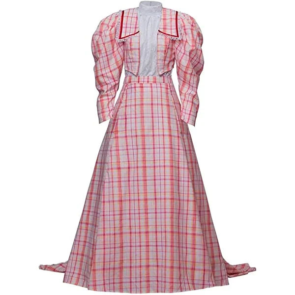 Women's Victorian Plaid Dress Colonial Costume Civil War Dress