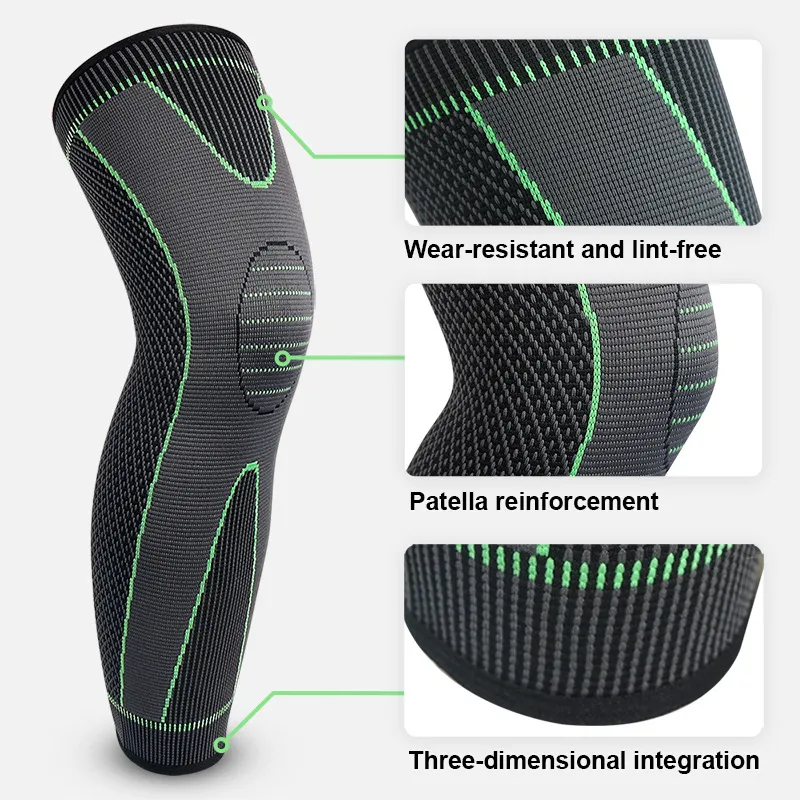 Likron Watches Extended Compression Knee Sleeve with Adjustable Strap 1pc or Pair Non-Slip Long Leg Support for Running
