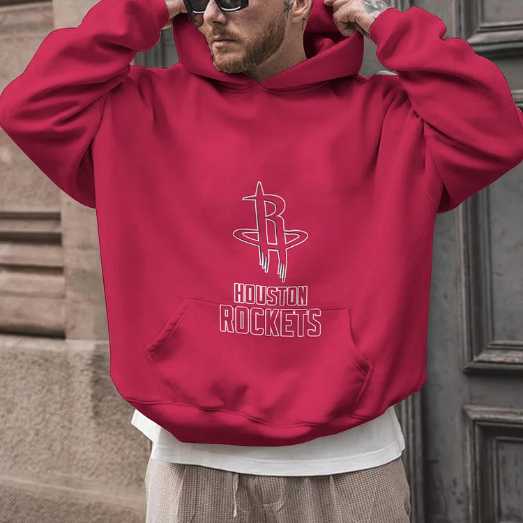 Houston Rockets Printed Hooded Pocket Pullover Hoodie