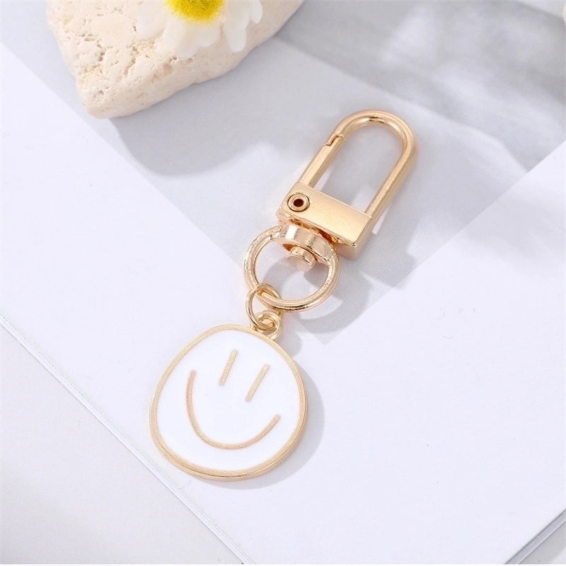 Fashion Alloy Colorful Oil Smiling Face Keychain Electroplated Gold Irregular Pendant Accessories