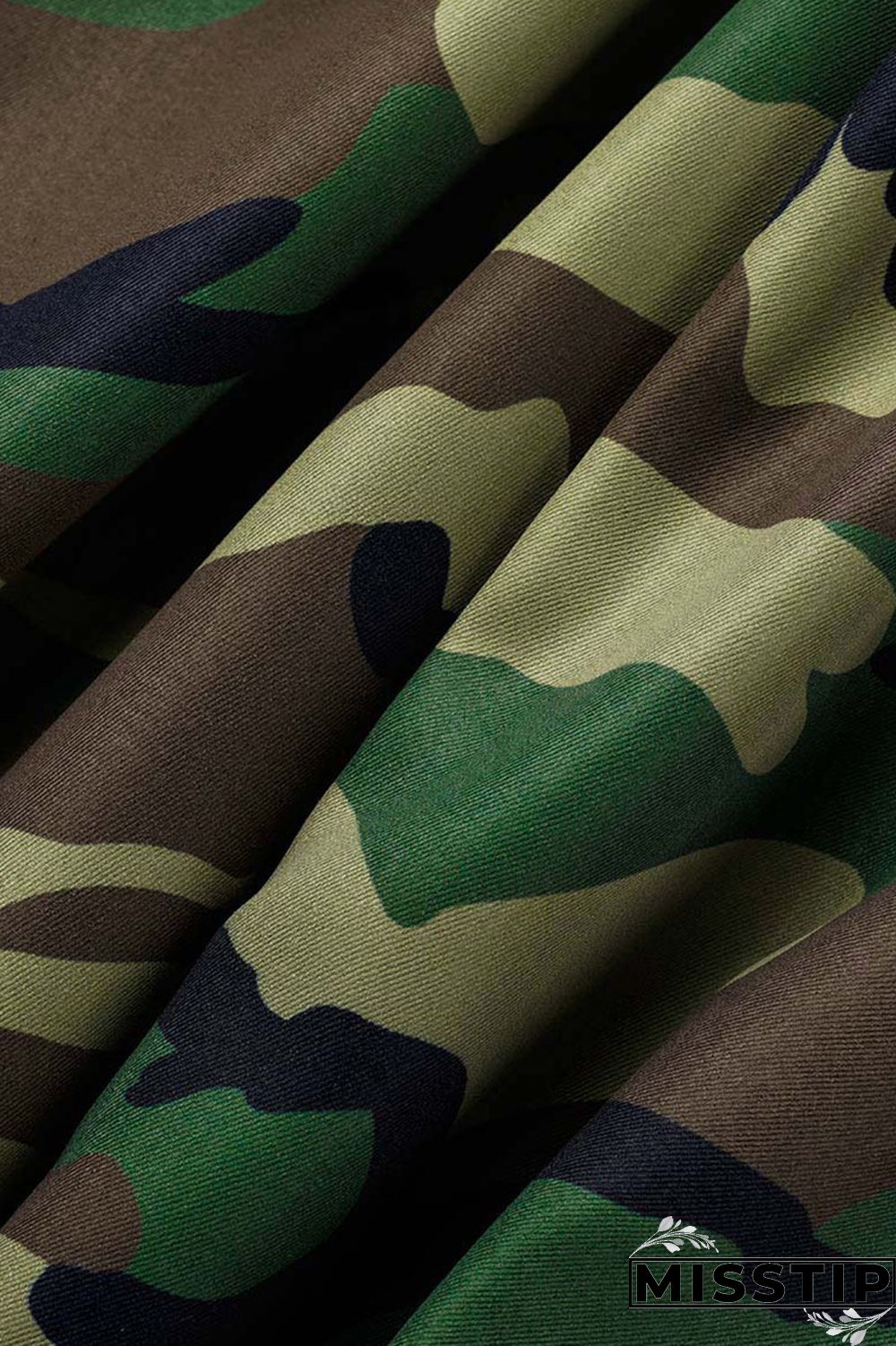 Camouflage Casual Street Camouflage Print Patchwork Plus Size