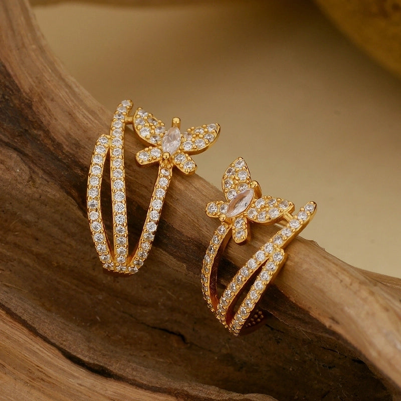 1 Pair 925 Sterling Silver Zircon 925 Sterling Silver Earrings Butterfly Earrings