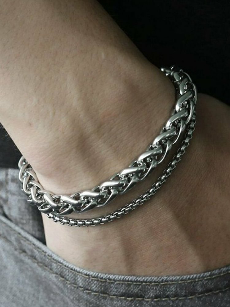 Domineering silver men's titanium steel bracelet