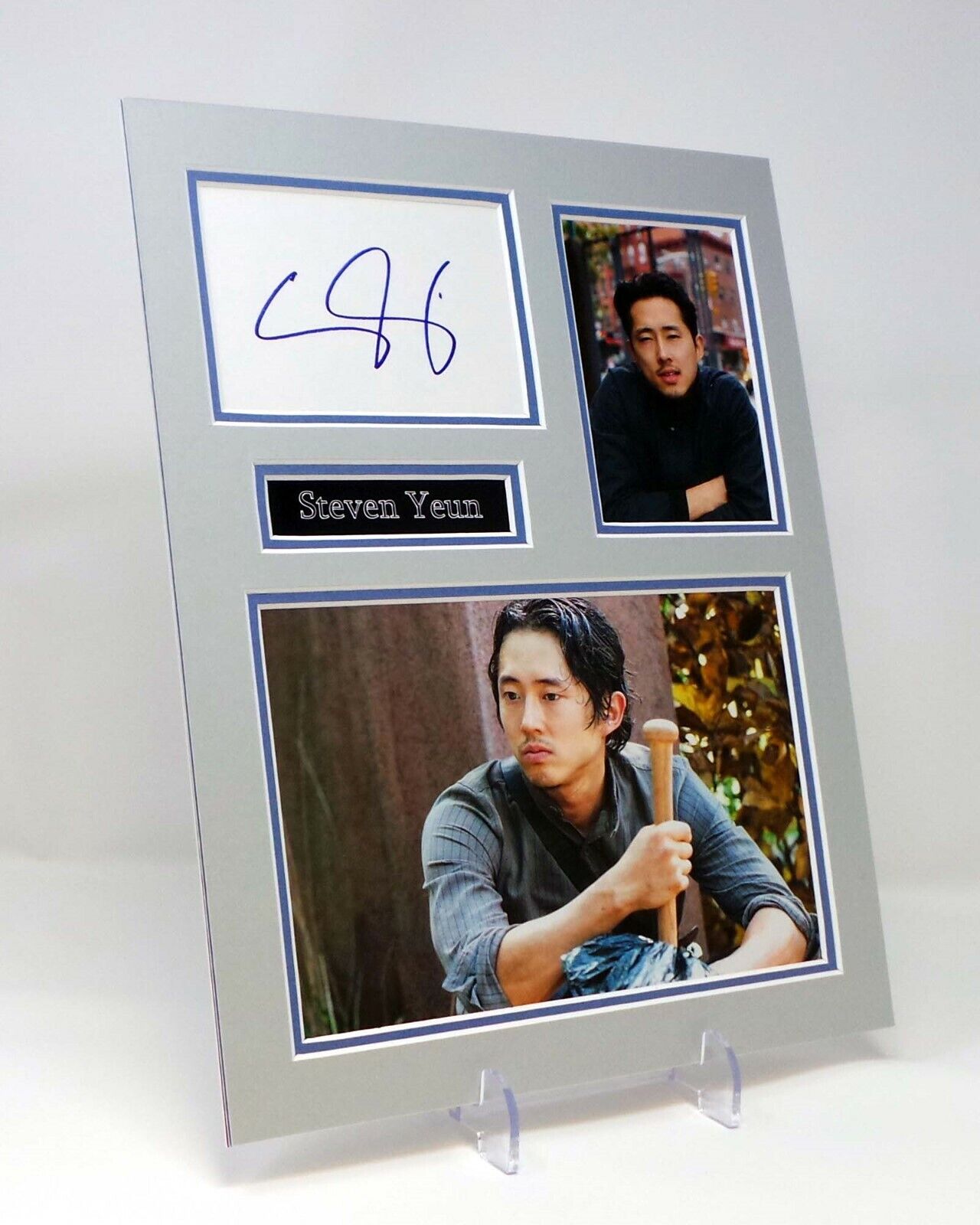 Steven YEUN Signed Mounted Photo Poster painting Display AFTAL Glenn Rhee in The Walking Dead