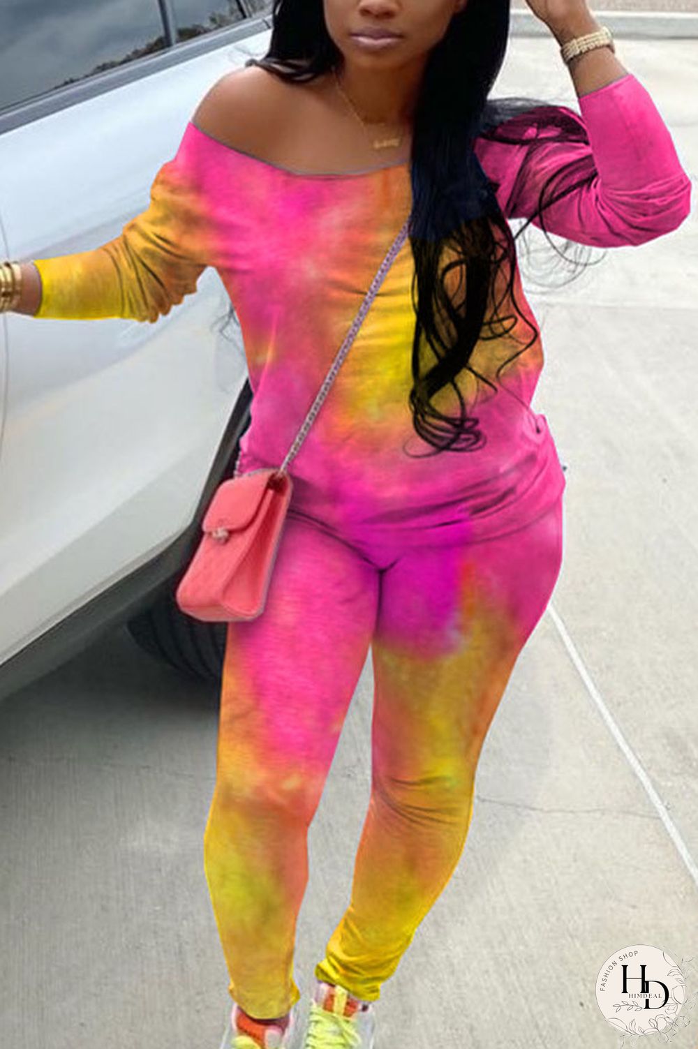 Pink Sportswear Polyester Print O Neck Plus Size