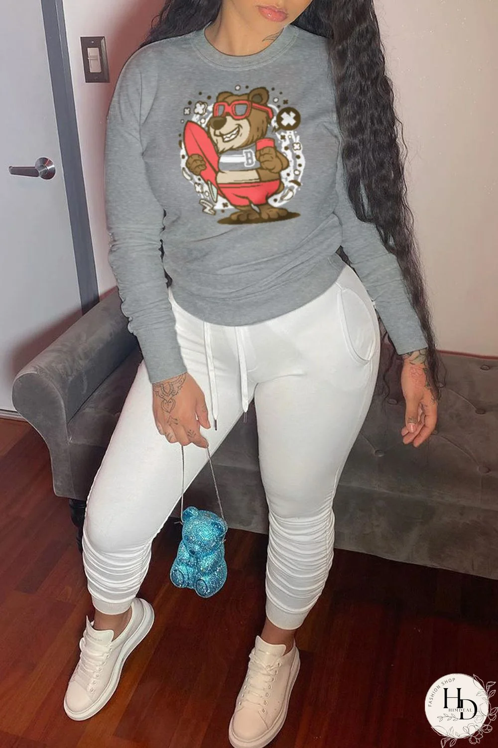 Black Fashion Street Character Patchwork O Neck Tops