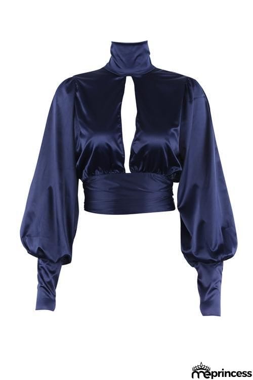 Cut Out Backless Lace Up Shirt