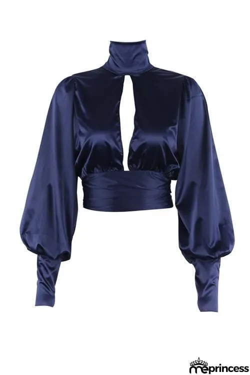 Cut Out Backless Lace Up Shirt