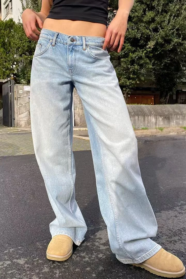 Toloer Wash The Retro To Make Old Straight Tube, High Waist, Wide Legs And Loose Hanging Jeans-Outfit Ideas