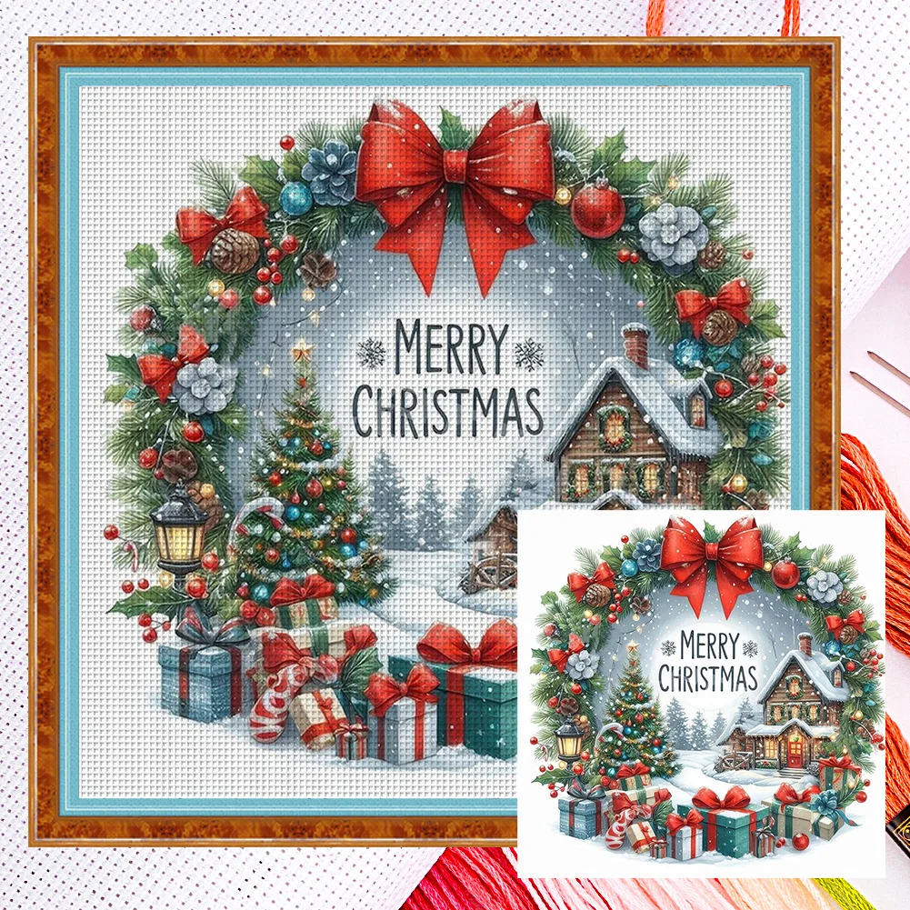 14CT Full Counted Cross Stitch Kit - Christmas Cottage (40*40cm)