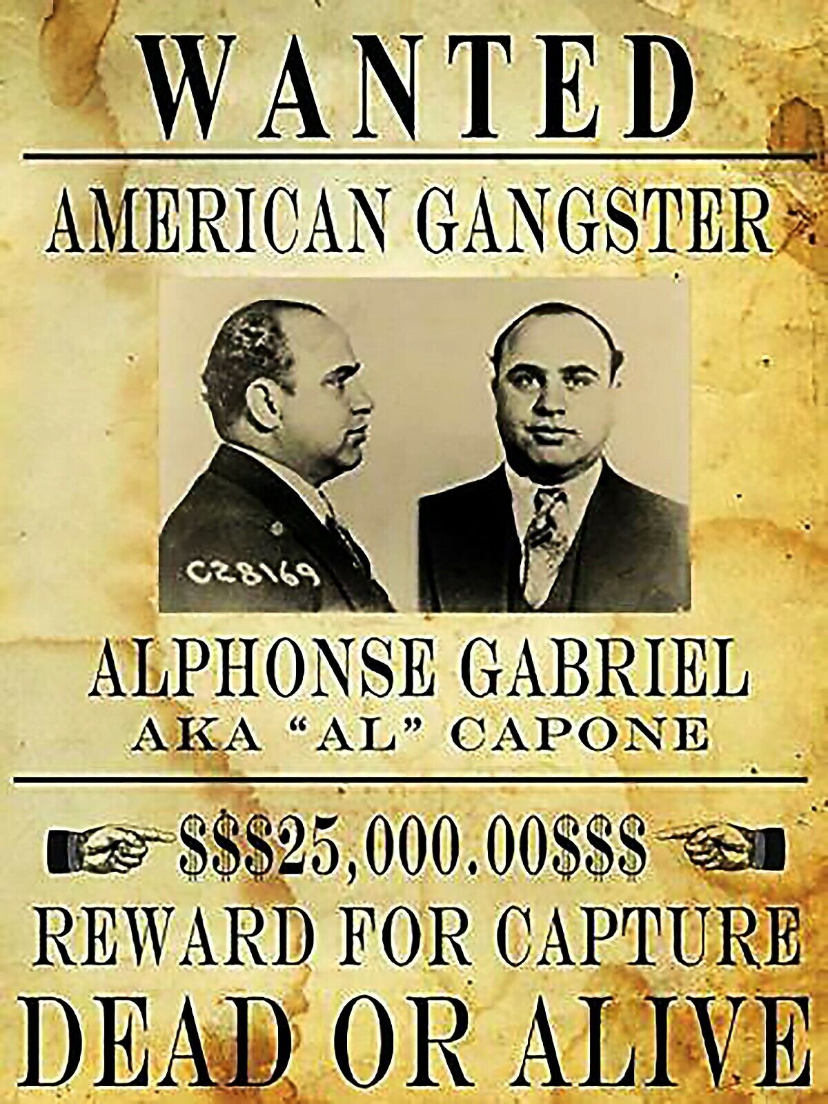 AL CAPONE SCARFACE WANTED POSTER 8.5X11 Photo Poster painting PICTURE AMERICAN GANGSTER MOBSTER