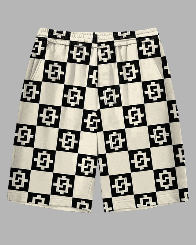 Men's Big & Tall Artistic Contrast Checkerboard Printed Casual Sporty Shorts