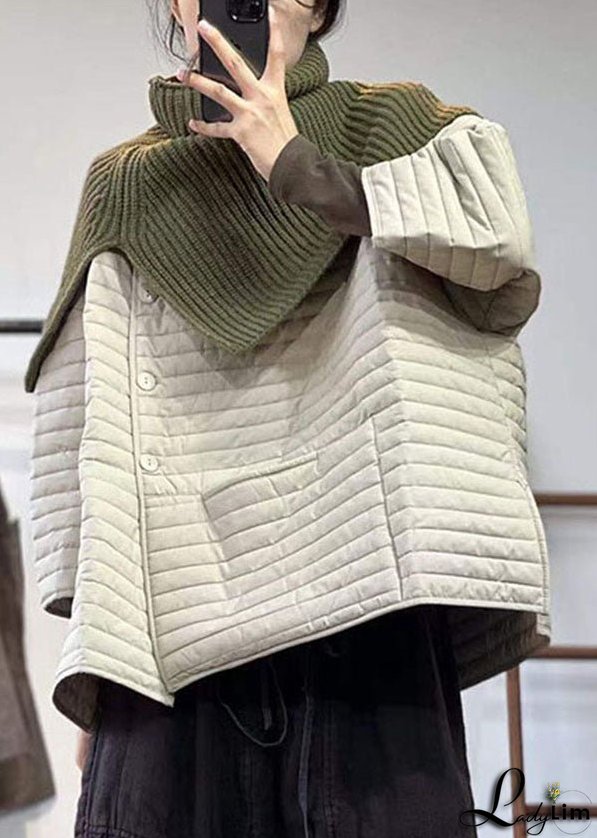 Boutique Apricot Oversized Striped Fine Cotton Filled Parka Jacket Winter