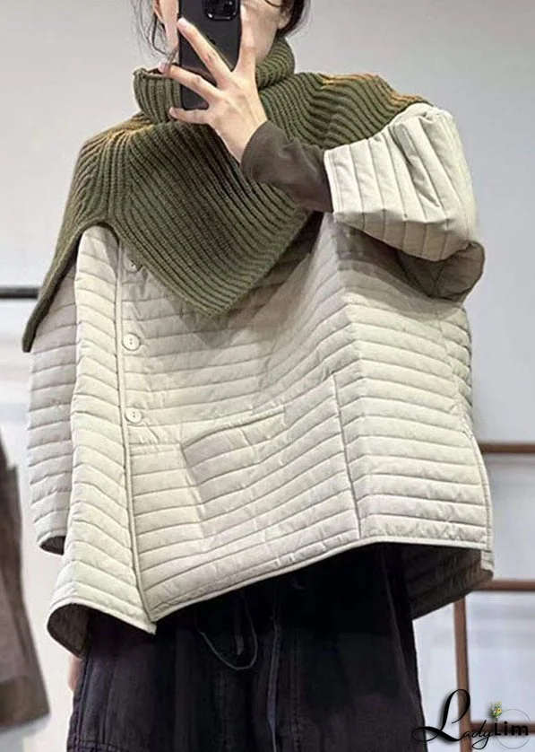 Boutique Apricot Oversized Striped Fine Cotton Filled Parka Jacket Winter