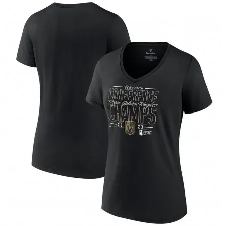 Women's Vegas Golden Knights Black 2023 Western Conference Champions Goal Tender V-Neck T-Shirt Q3DX