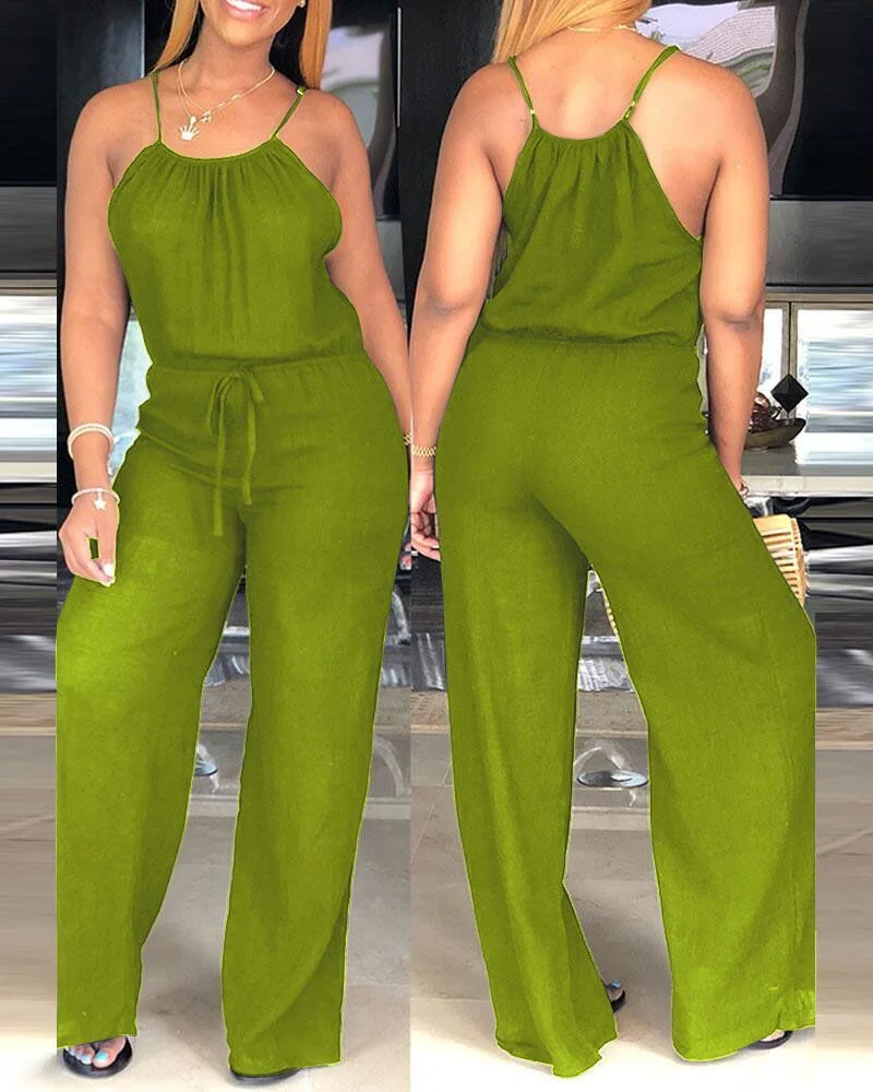 Jumpsuits Straps Romper Overalls High Street Club Boho Women's Sleeveless Cotton Drawstring Casual Jumpsuit One Pieces