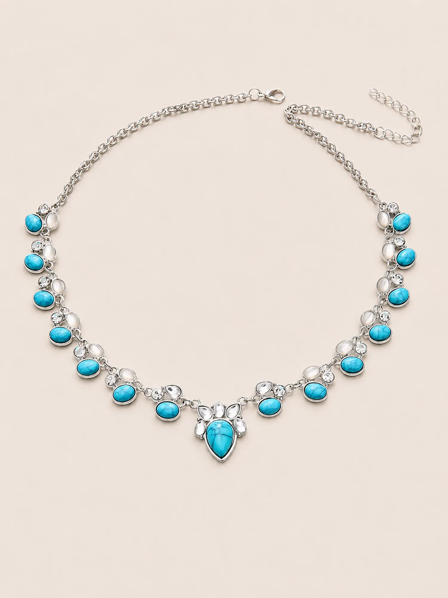 Vintage turquoise geometric French retro necklace