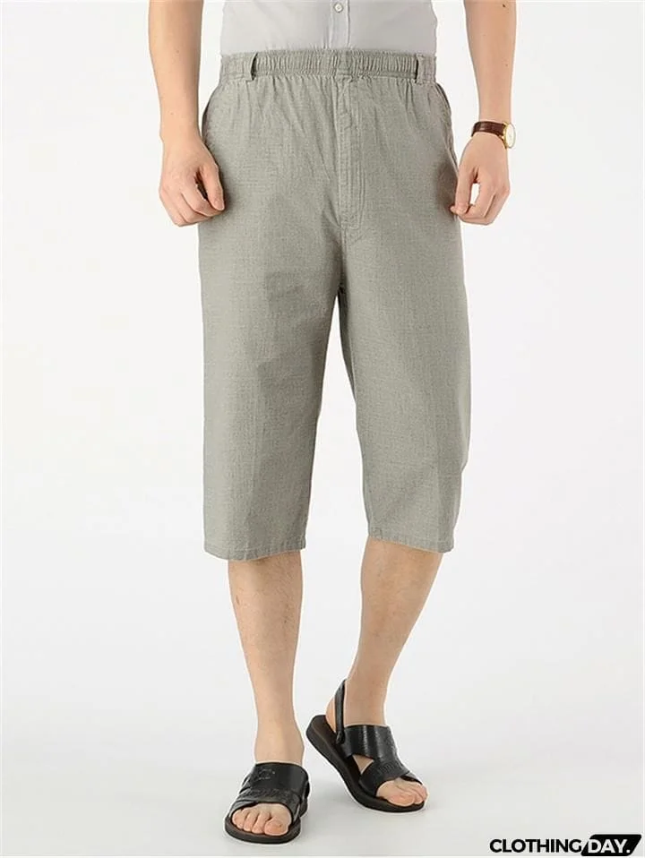 Elastic Waistband Drawstring Linen Pants