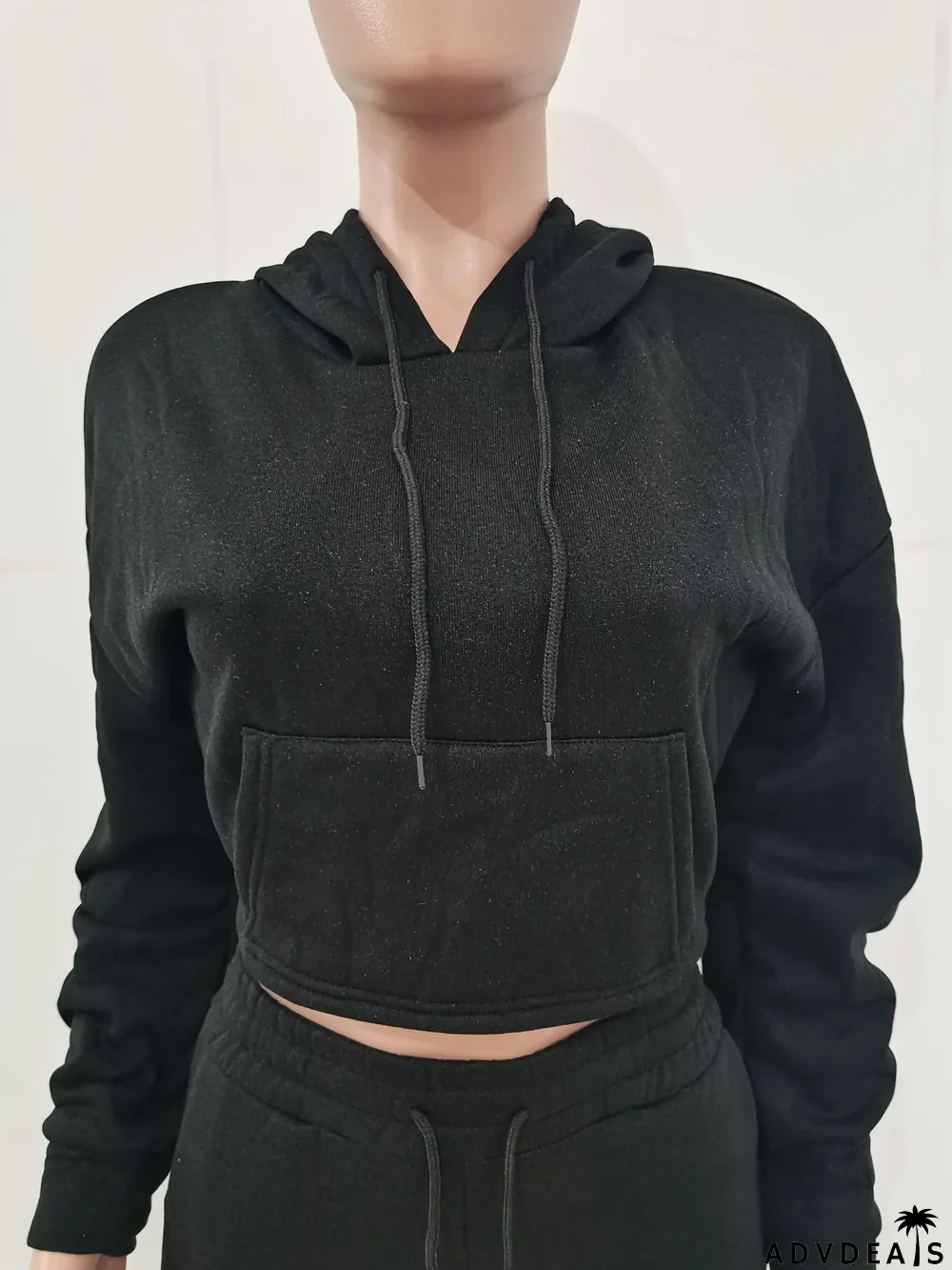 Solid Fleece Hoodie Top Pile Pants Casual Two Piece Sets