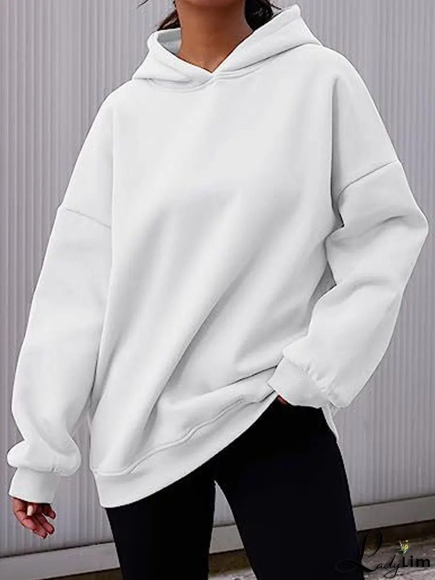Oversized Fleece Pullover Casual Fashion Outfits Hoodie