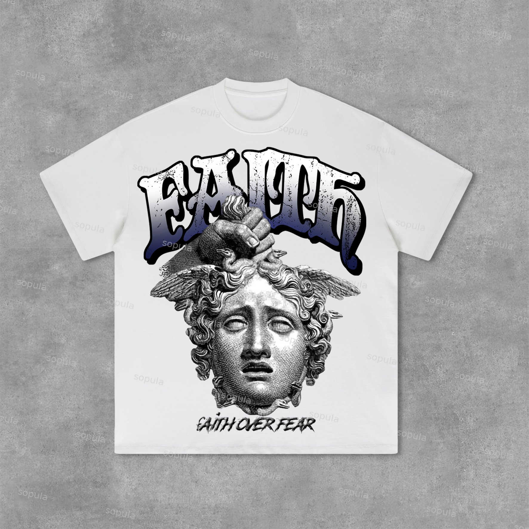 Sopula Faith Over Fear Jesus Graphic Print Cotton T-Shirt - SOPULA