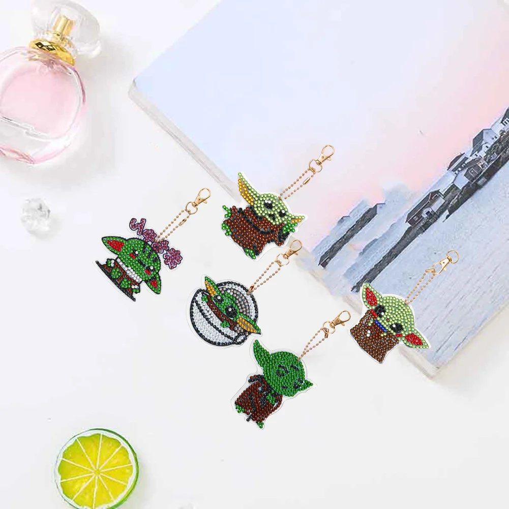 5pcs Diamond Painting Keyring Kits DIY Star Wars Keychain Bag Pendant(Double Sided)