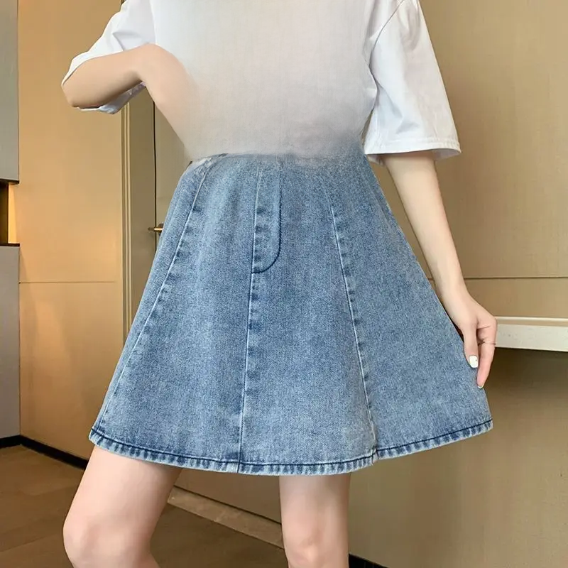 Pinsballz Loose-fit High-waisted Slimming Denim Mini Dress Women's Summer Thin A- line Half-length Umbrella Skirt Clothing Dresses