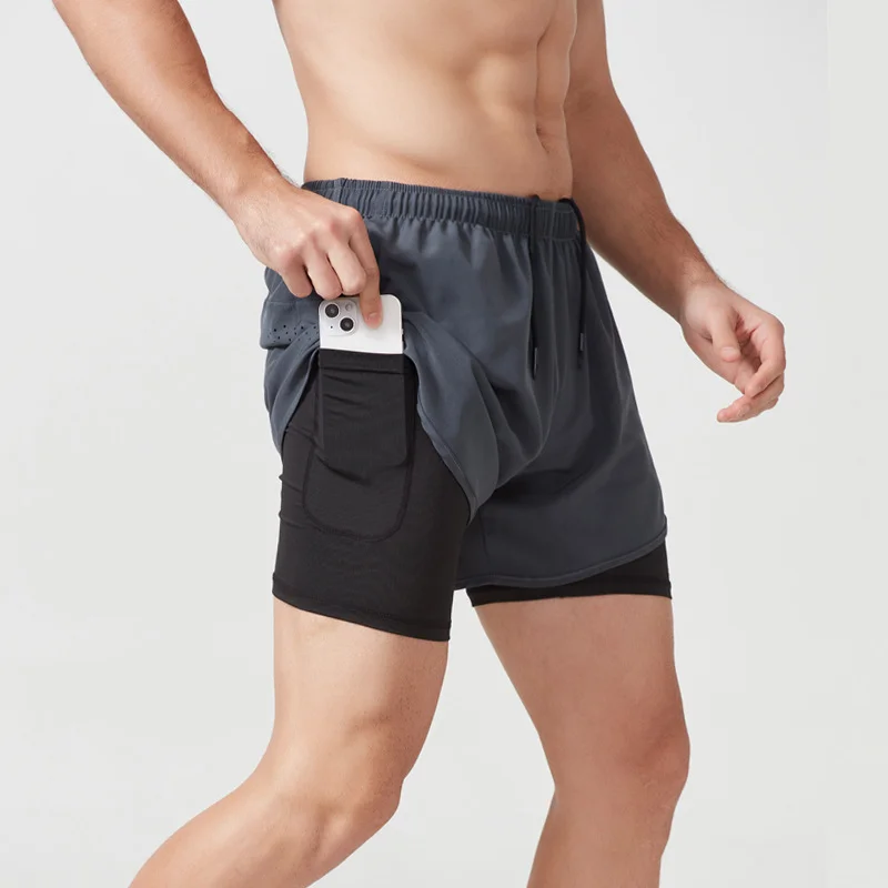 Men's Loose Double-layer Fitness Shorts