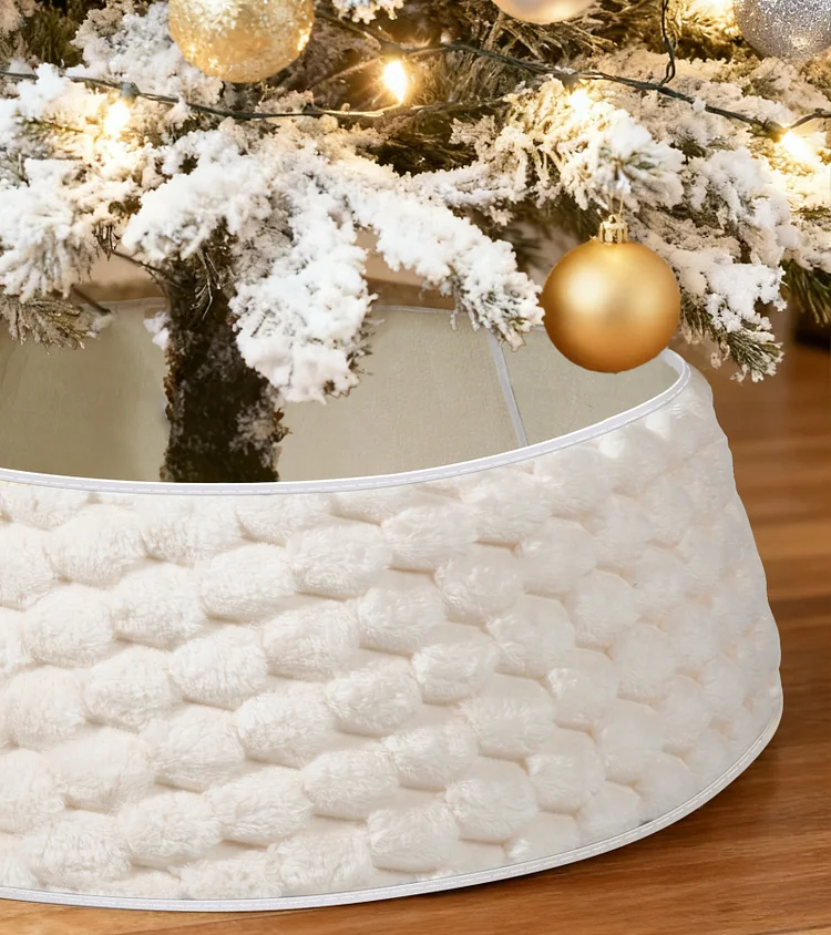 Sanmadrola Christmas Tree Collar,22" Milky White Fabric Tree Base Cover for Artificial Trees-Holiday Home Decorations
