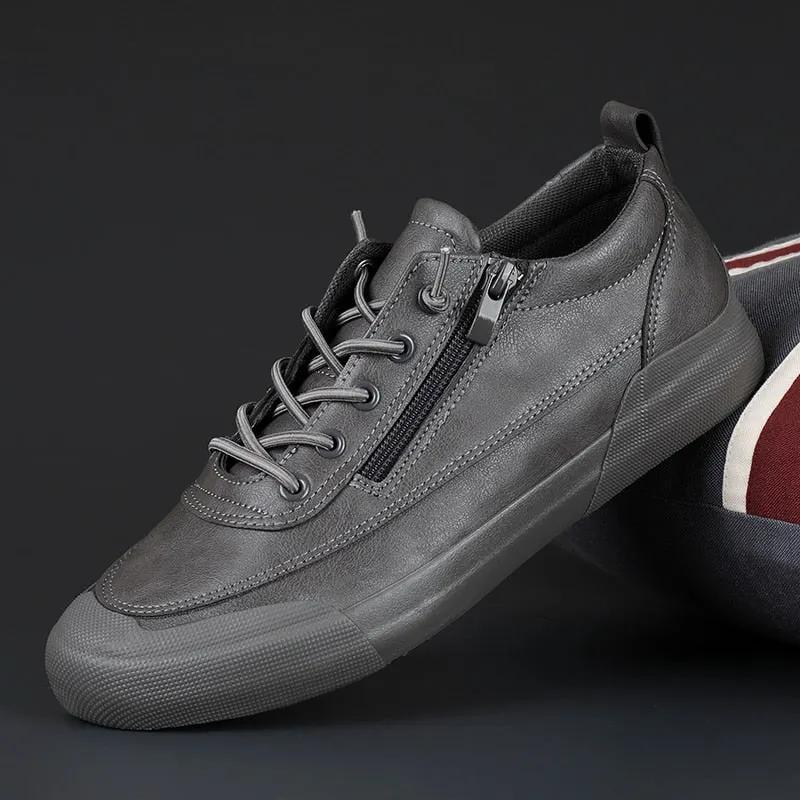 Leather Men Sneakers zips Qulaity Casual shoes Slip-on Softy Luxury brand shoes for Men Loafers outdoor Moccasins Driving Shoes