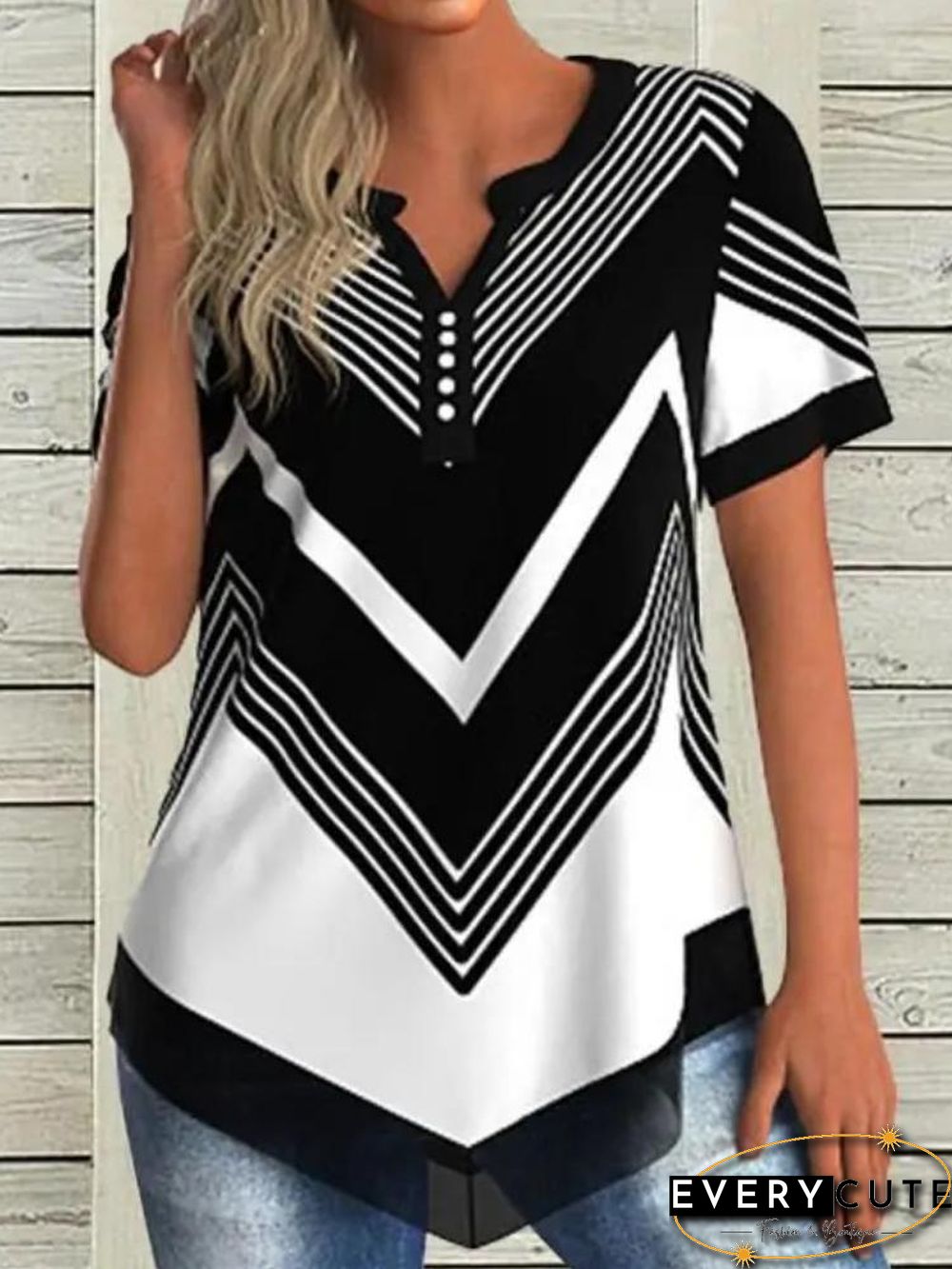 Black And White Geo Baggy T-Shirt