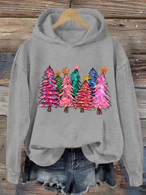 Christmas tree Loose Pullover Hooded Sweatshirt-0020121