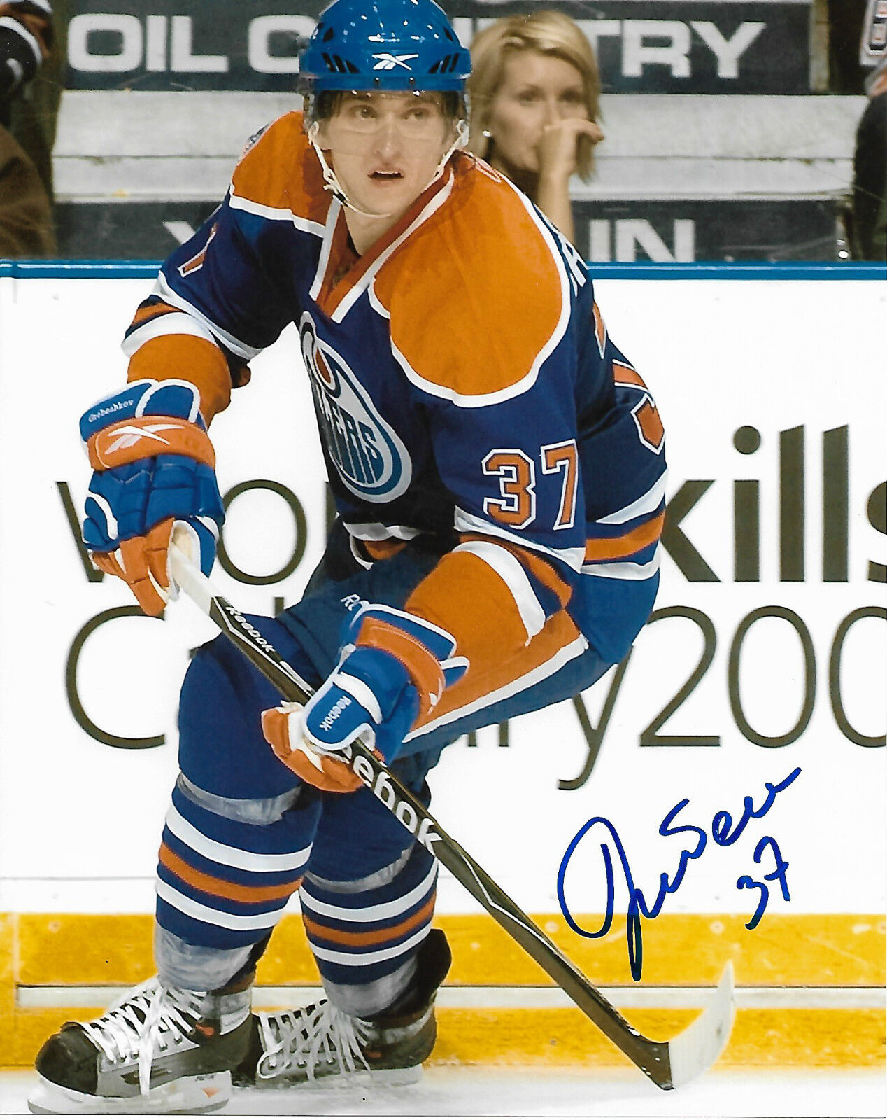 Edmonton Oilers Denis Grebeshkov Signed Autographed 8x10 NHL Photo Poster painting COA B