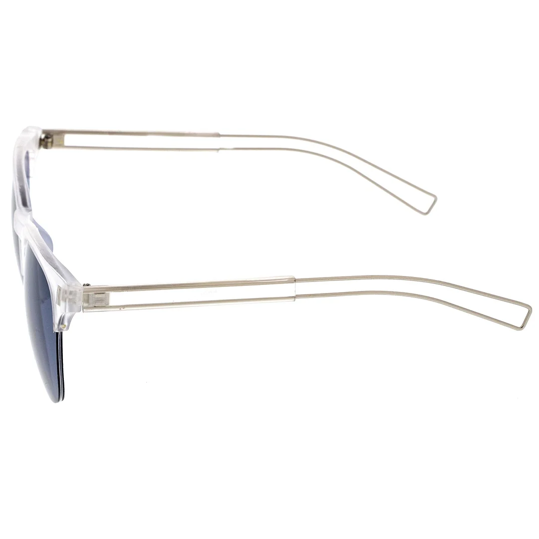 Semi Rimless Wire Hook Temples Square Lens Horn Rimmed glasses 56mm