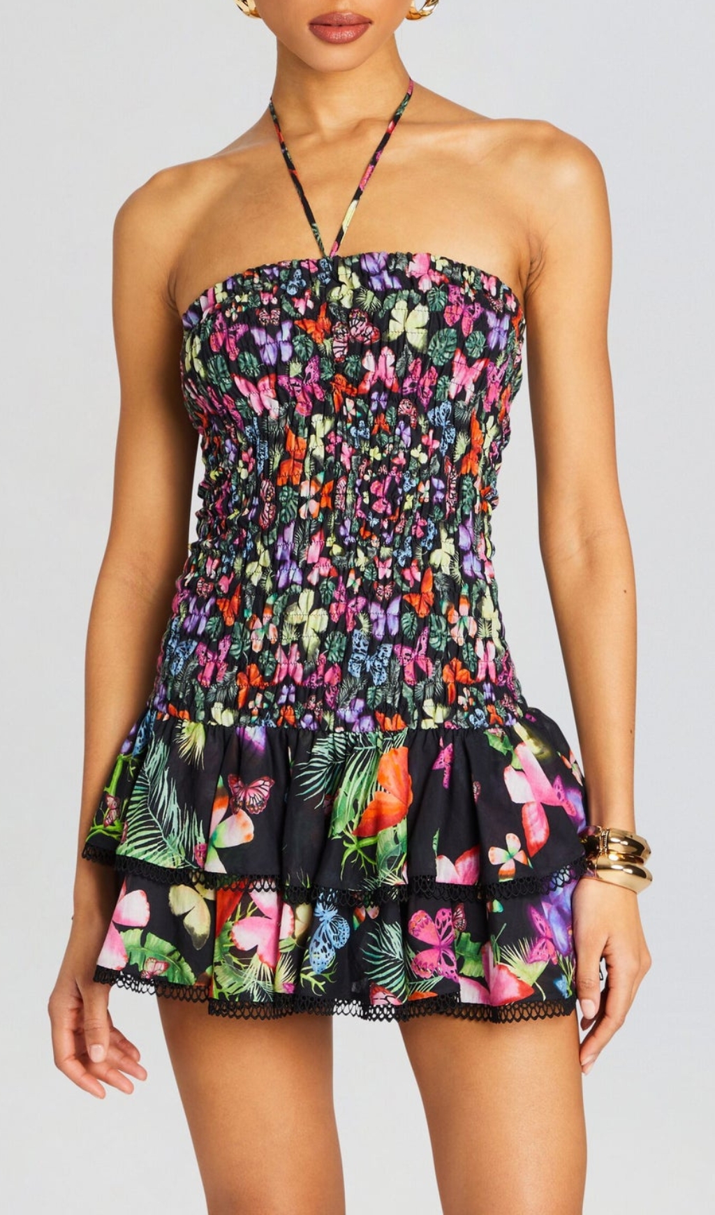 Aglaea Floral Ruffle Mini Dress Flowering Girl