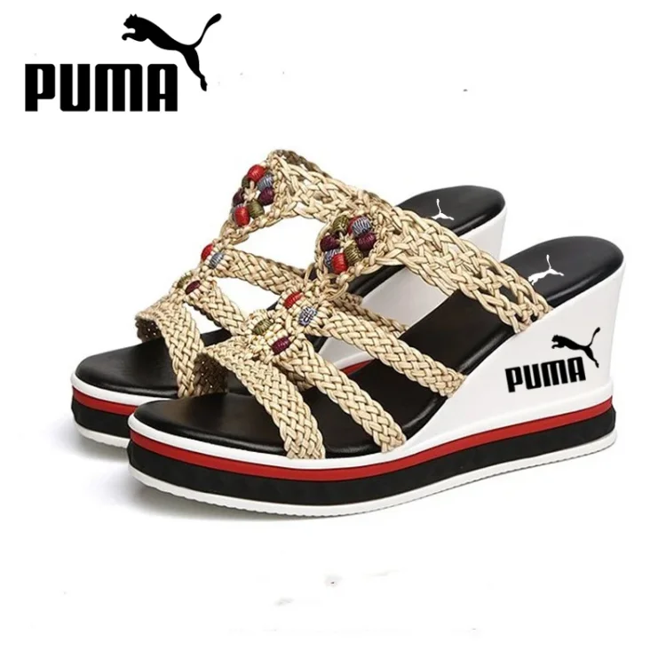 Damskie letnie klapki na koturnie PUMA