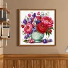 Peony Sweetpea Full 18CT 2 Strands DIY Stamped Cross Stitch Kits for Beginners Adults Home Wall Decor Cross Stitch Art and Crafts Kits 25x25cm
