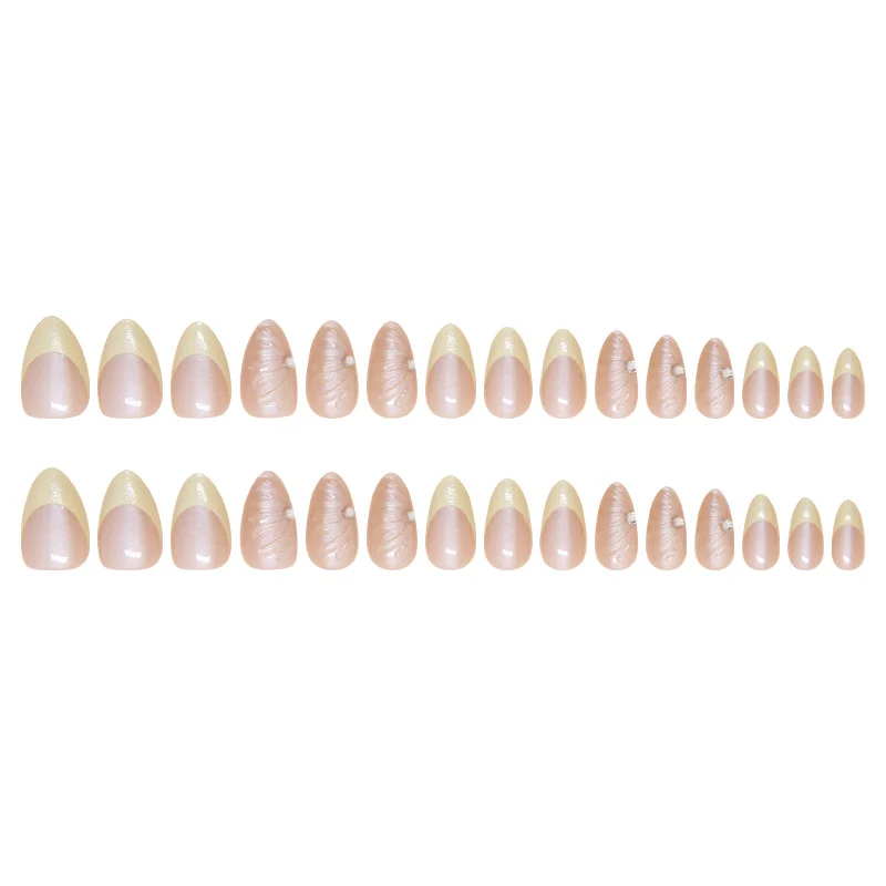 Churchf Churchf Nail Patch Can Be Removed Nail Stereo Shell Line Wear Nail Yellow French Nail Diamond