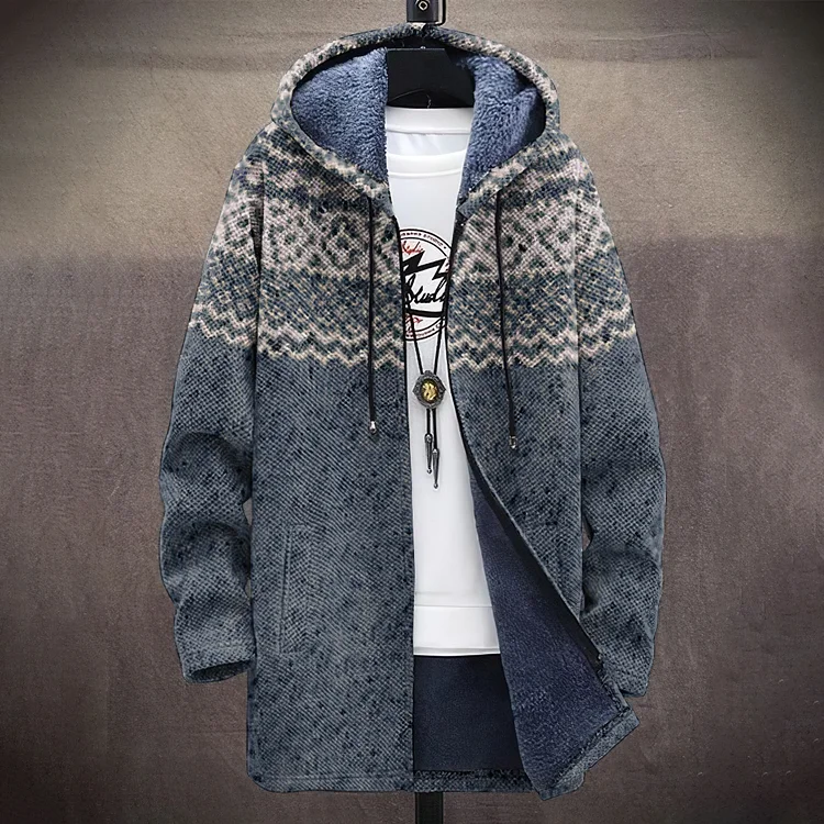 Men's Vintage Knitted Jacquard Pattern Cozy Cardigan Sweater