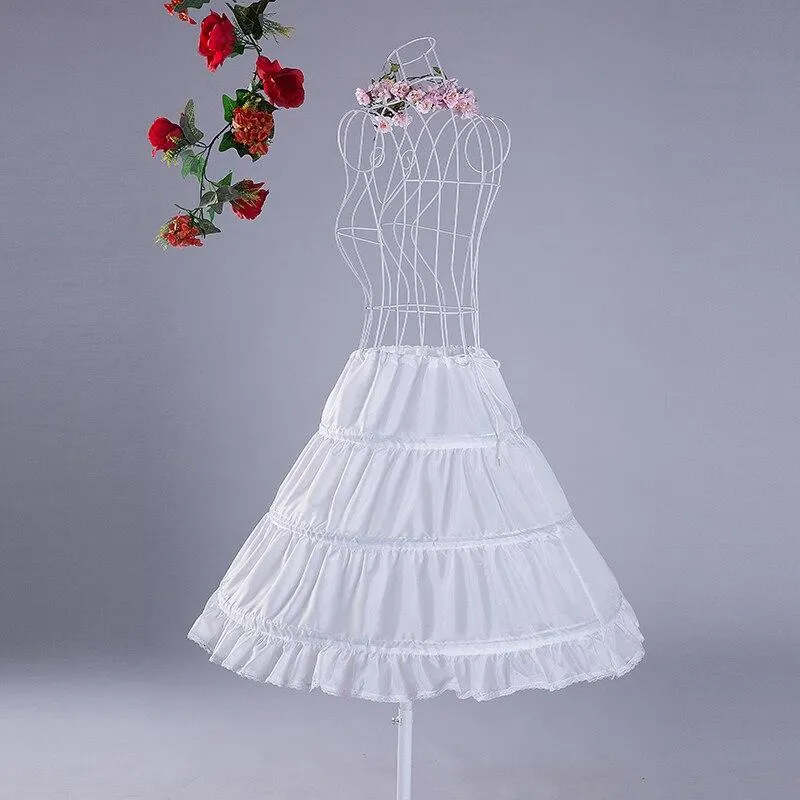 Children White Petticoat Ball Gown Solid Lace for Girls Kids Flexible Waist Drawstring Underskirt for Girls Wear Vestido S