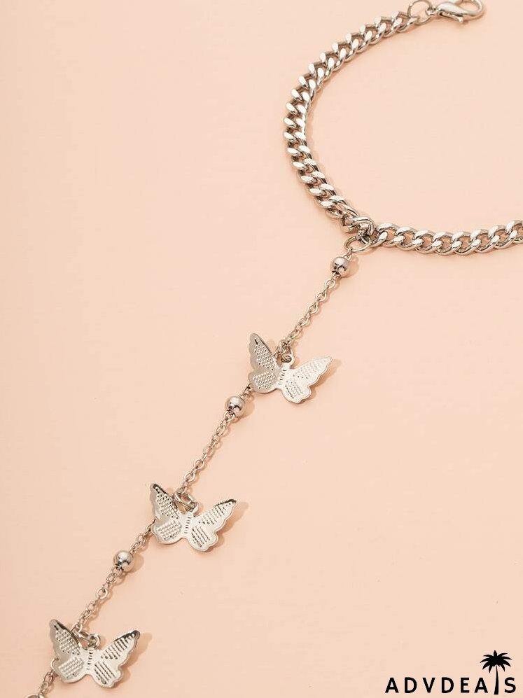 Butterfly Ring Linked Chain Bracelet